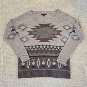 American Eagle Outfitters Neutral Aztec Crewneck Sweater